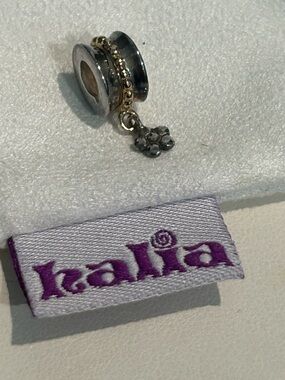Pandora-style “Golden Daisy” Charm - Sterlint Silver w/ Solid Gold Accents